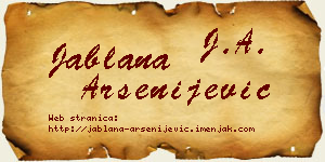 Jablana Arsenijević vizit kartica